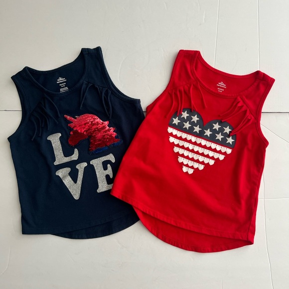 Celebrate Patriotic Girls Bundle of Two Tank Top Red and Blue Size XS 4/5 - Picture 2 of 9